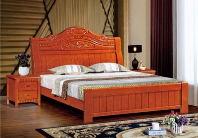 【松木大床批發熱銷款608#專業供應 質量保證 臥室 1.8M雙人實木床】價格,廠家,圖片,床類,南康市龍富達礦產品加工廠-