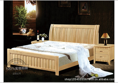 【【廠家直銷】 特價實木床批發 橡木床 302#】價格,廠家,圖片,成套家具,南康宏興家具廠-