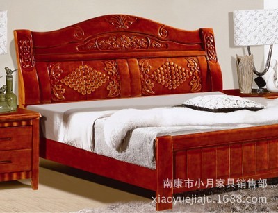 【低價批發年底促銷新款臥室雕花雙人床1.8米實木床808#】價格,廠家,圖片,床類,南康市小月家具銷售部-