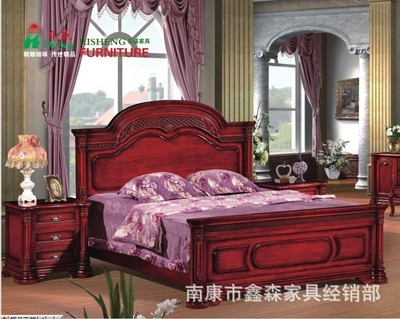 【216#歐式成人套房實木床系列 白色描金描銀全橡木實木床】價格,廠家,圖片,床類,南康市鑫森家具經銷部-