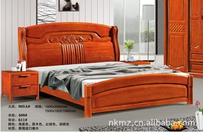 【新款熱賣】批發零售休閑田園式橡木實木床1.8米905A】價格,廠家,圖片,床類,南康市小月家具銷售部-